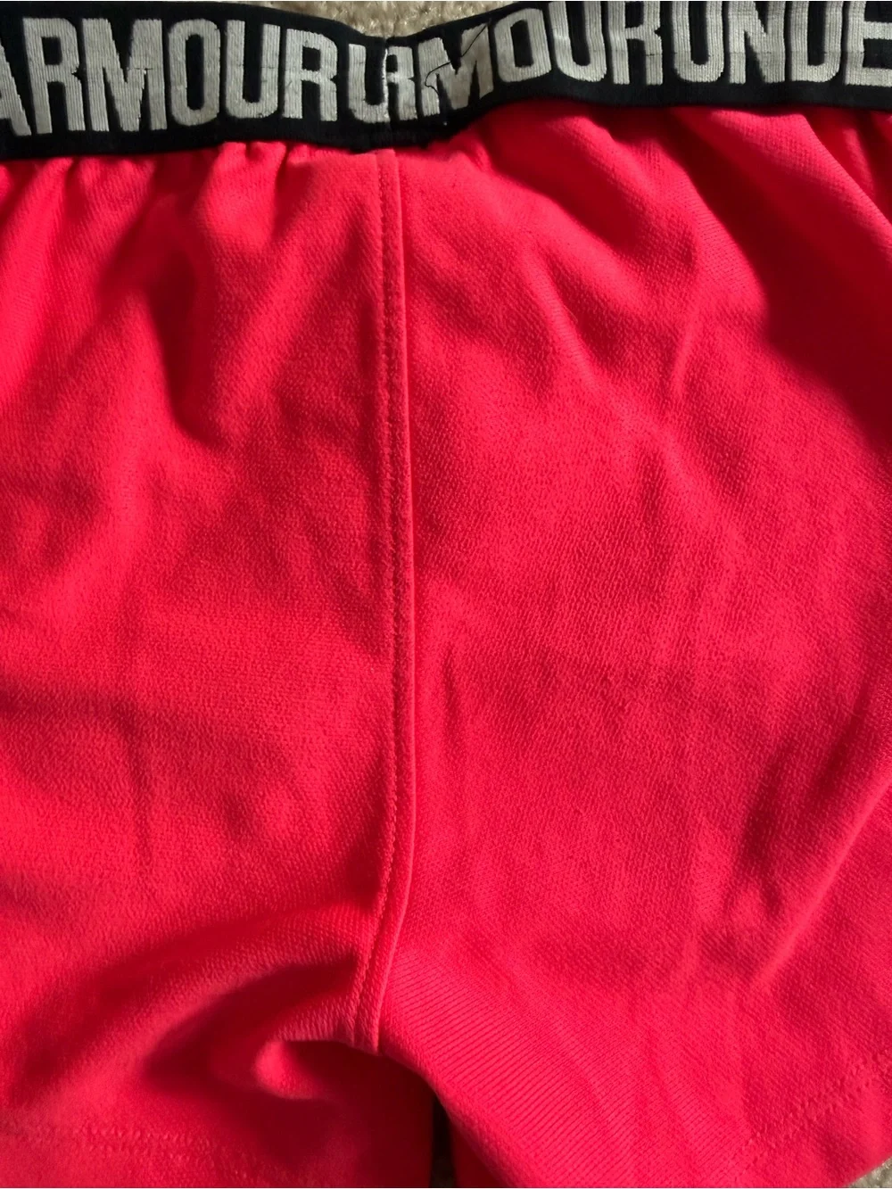 Under Armour Girls Bright Pink Athletic Shorts with Logo Waistband